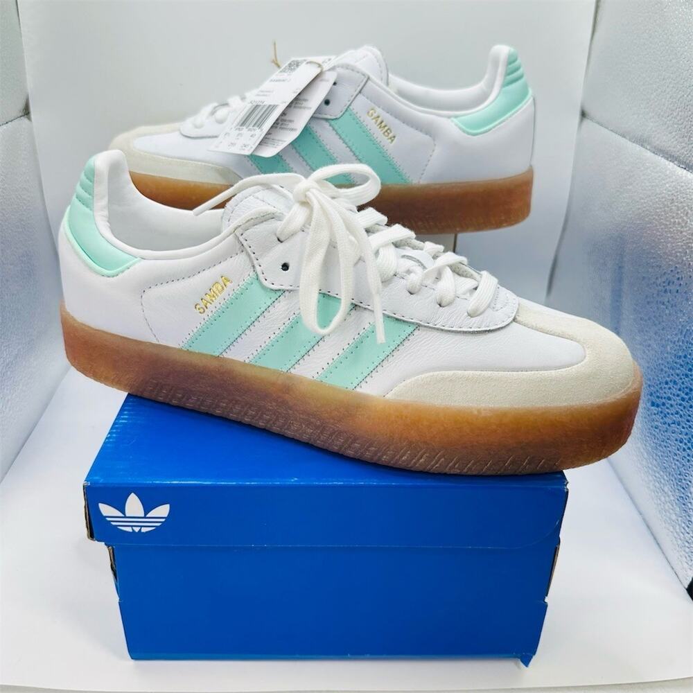 adidas Originals Samba J Sneakers Womens 8 Youth 7 White Mint Gum Sole